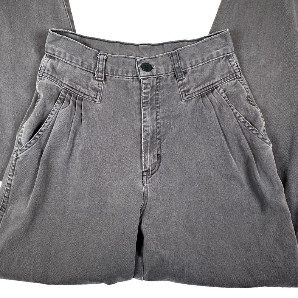 Vintage 90s Gray Women's Jeans pleated bareback 80s mom jean high rise waisted